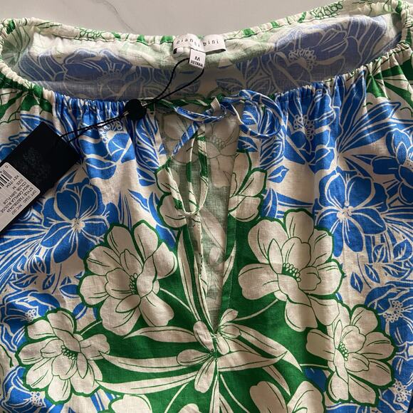Gianni Bini Camilla Floral Linen Blend Boat Neck Tie Front Blouse, Sz M--NWT - Picture 8 of 10